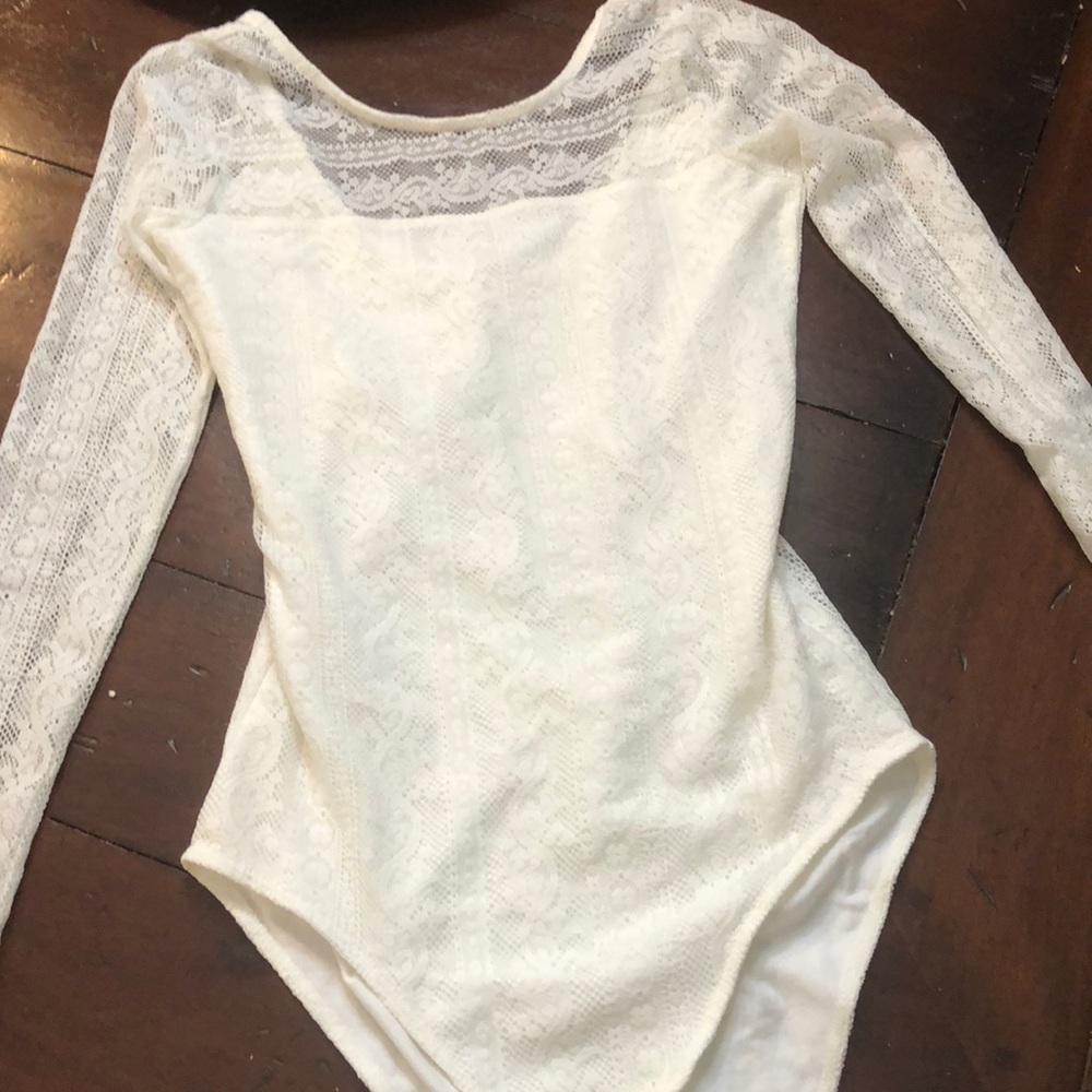 Hollister ivory lace bodysuit